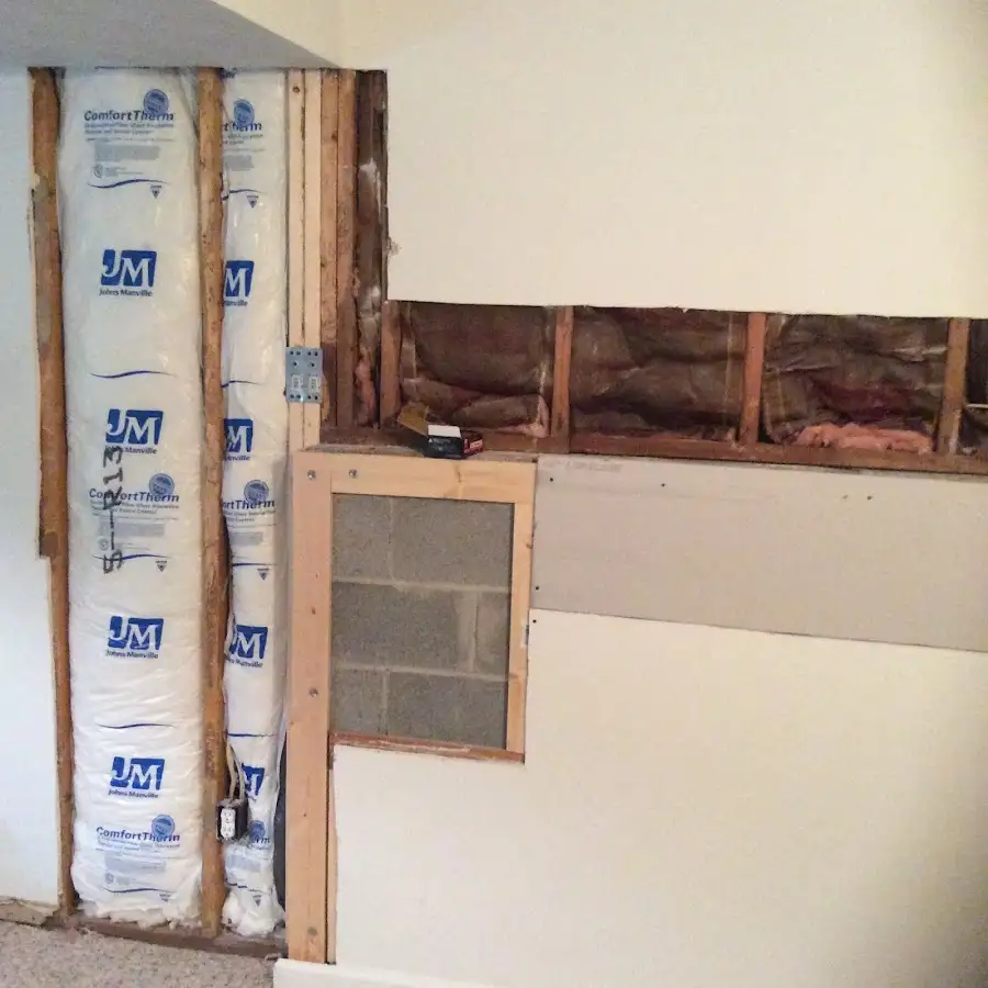 Wall insulation replacement during Basement Flood Cleanup in Happy Valley